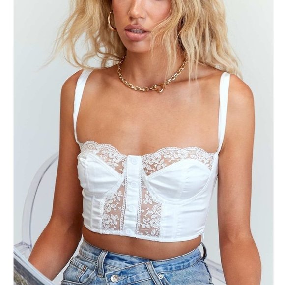 Princess Polly Tops - Princess Polly Leonarda Corset White Satin Top Sz 6